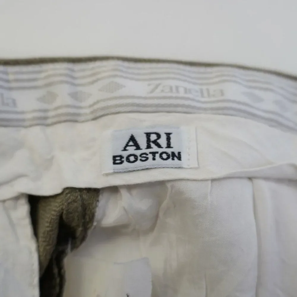 Zanella Nordstrom Bennett Tan Tweed‎ Wool Herringbone Mid Rise Dress Pants 34/29